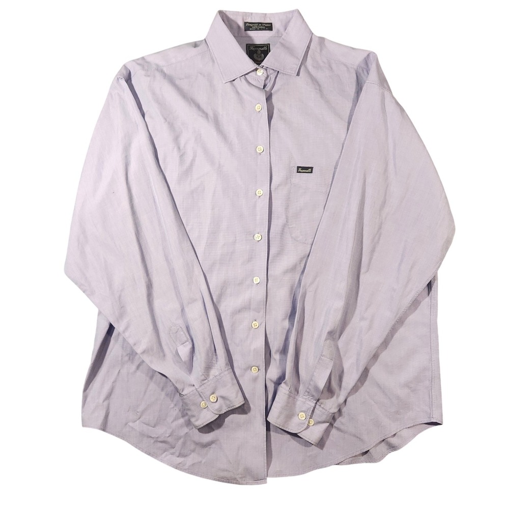 Vintage Faconnable‎ Shirt Mens XL Purple 100% Cotton Made USA Long Sleeve
